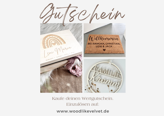 wood like velvet GESCHENKGUTSCHEIN