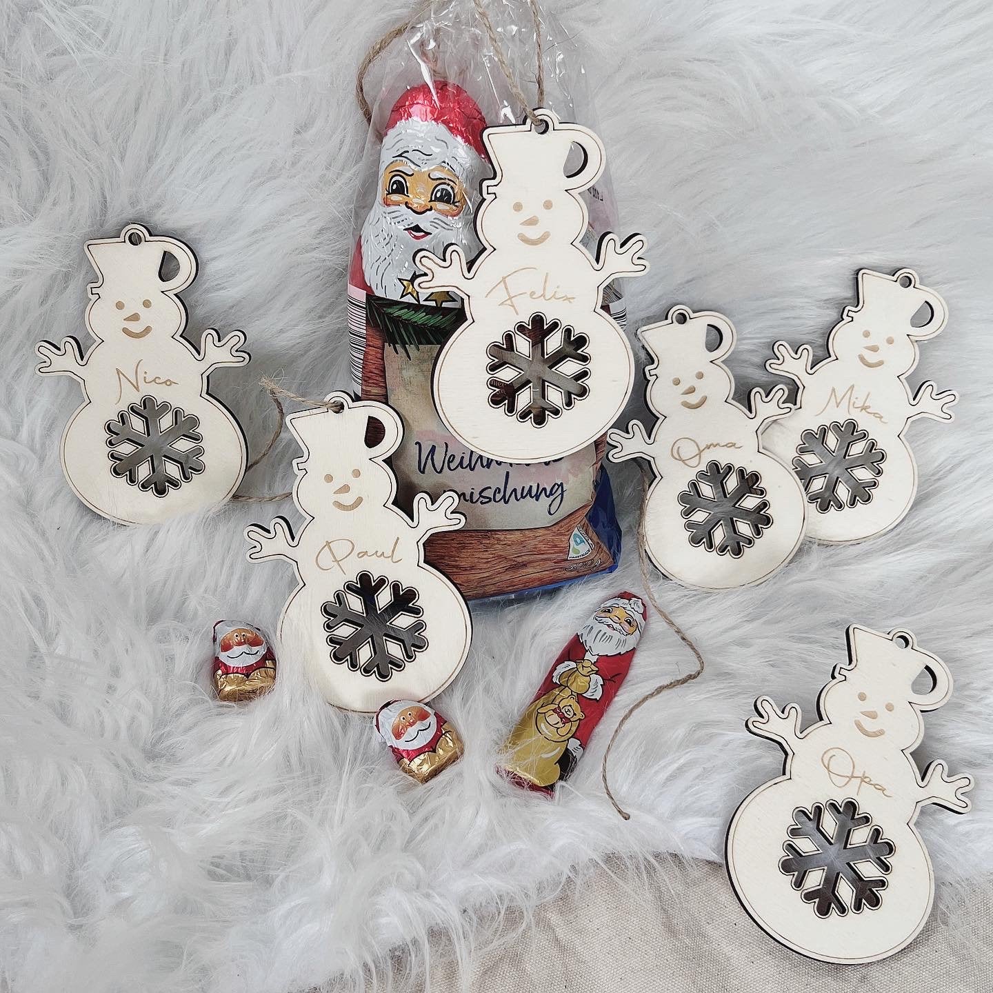 Schneemann Anhänger personalisiert / Weihnachtsbaum / Christbaumhänger Snowmen / Namensanhänger